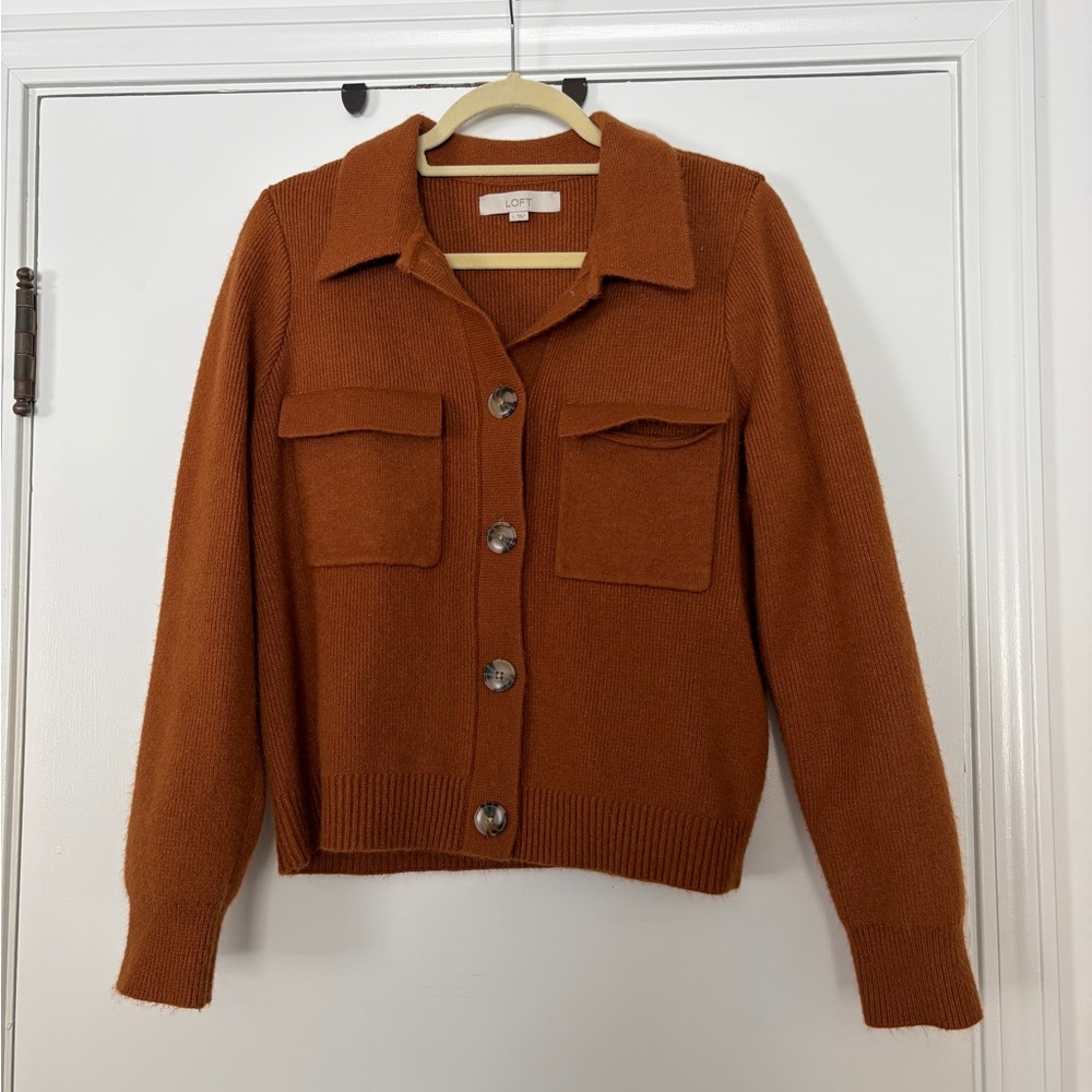 Loft Collared Pocket
Sweater Jacket
Burnt Orange